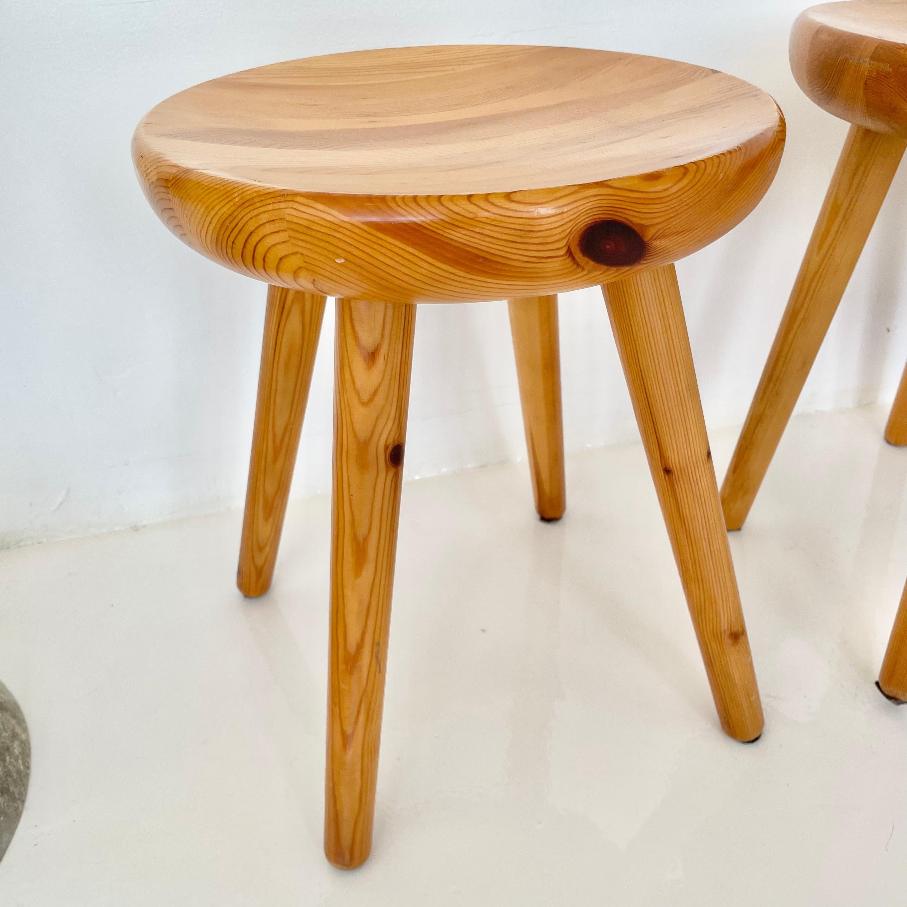 Charlotte Perriand Style Pine Stools For Sale 3