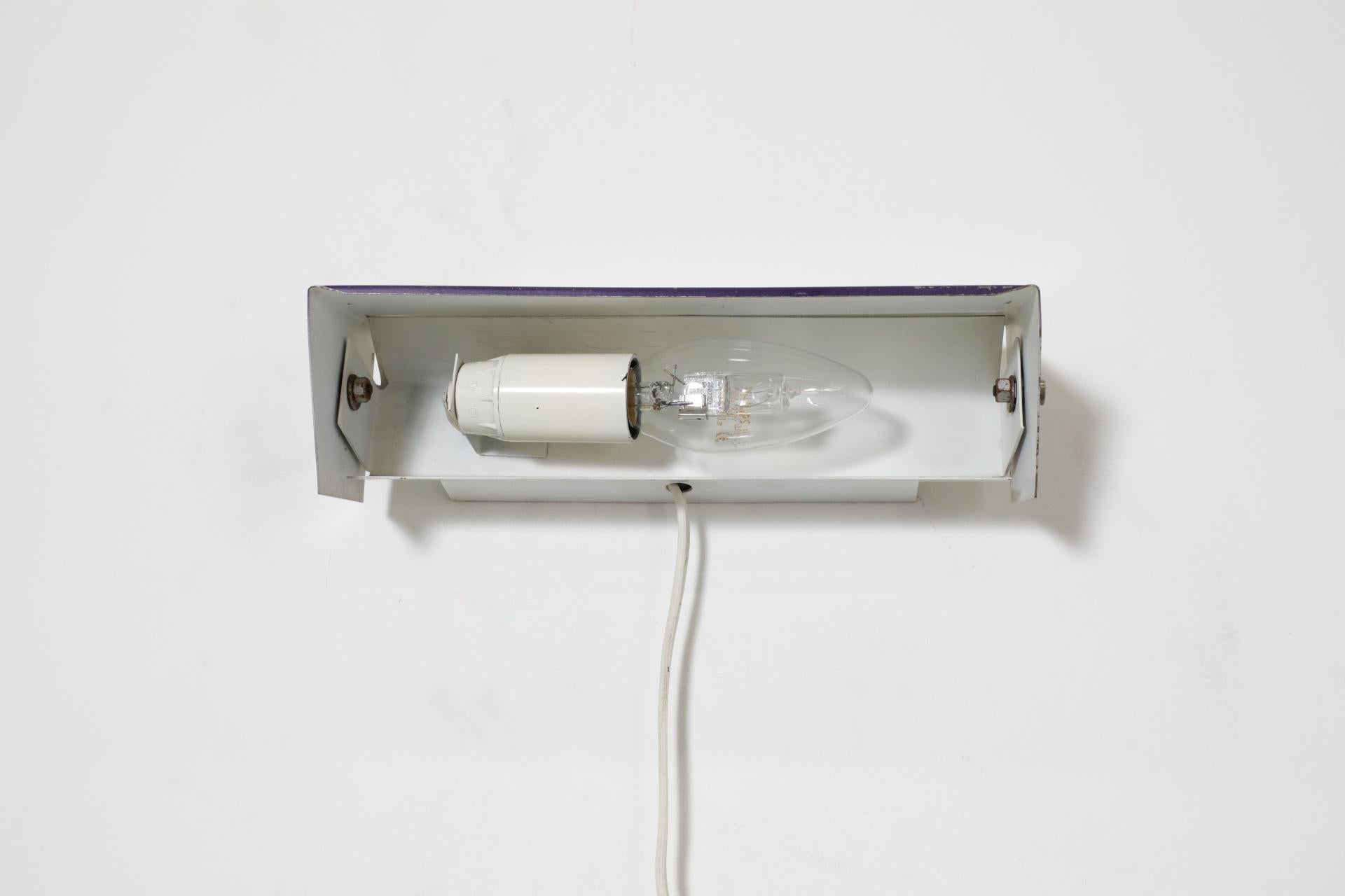 Charlotte Perriand Style Purple and White Enameled Metal Wall Sconce by Hiemstra For Sale 5