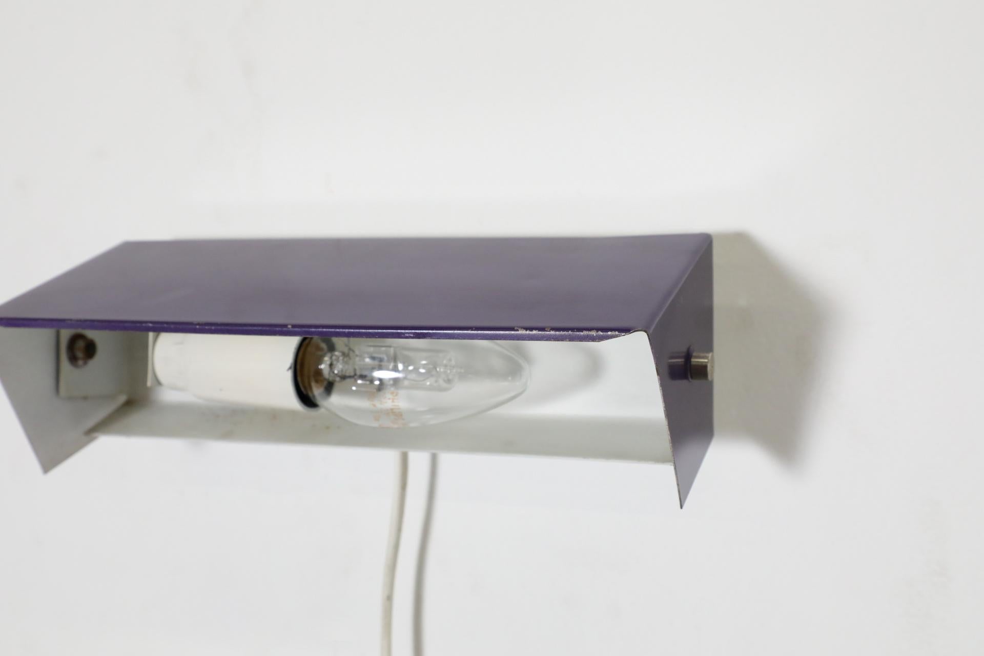Charlotte Perriand Style Purple and White Enameled Metal Wall Sconce by Hiemstra For Sale 6