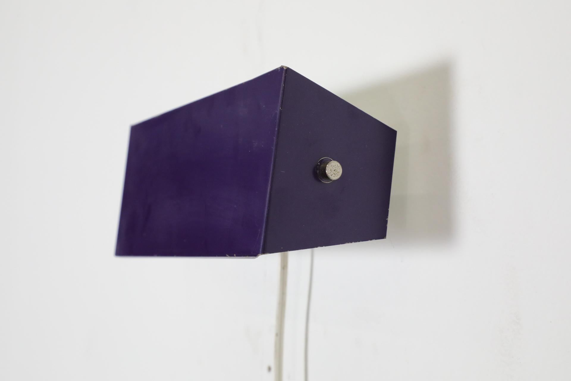 Charlotte Perriand Style Purple and White Enameled Metal Wall Sconce by Hiemstra For Sale 8