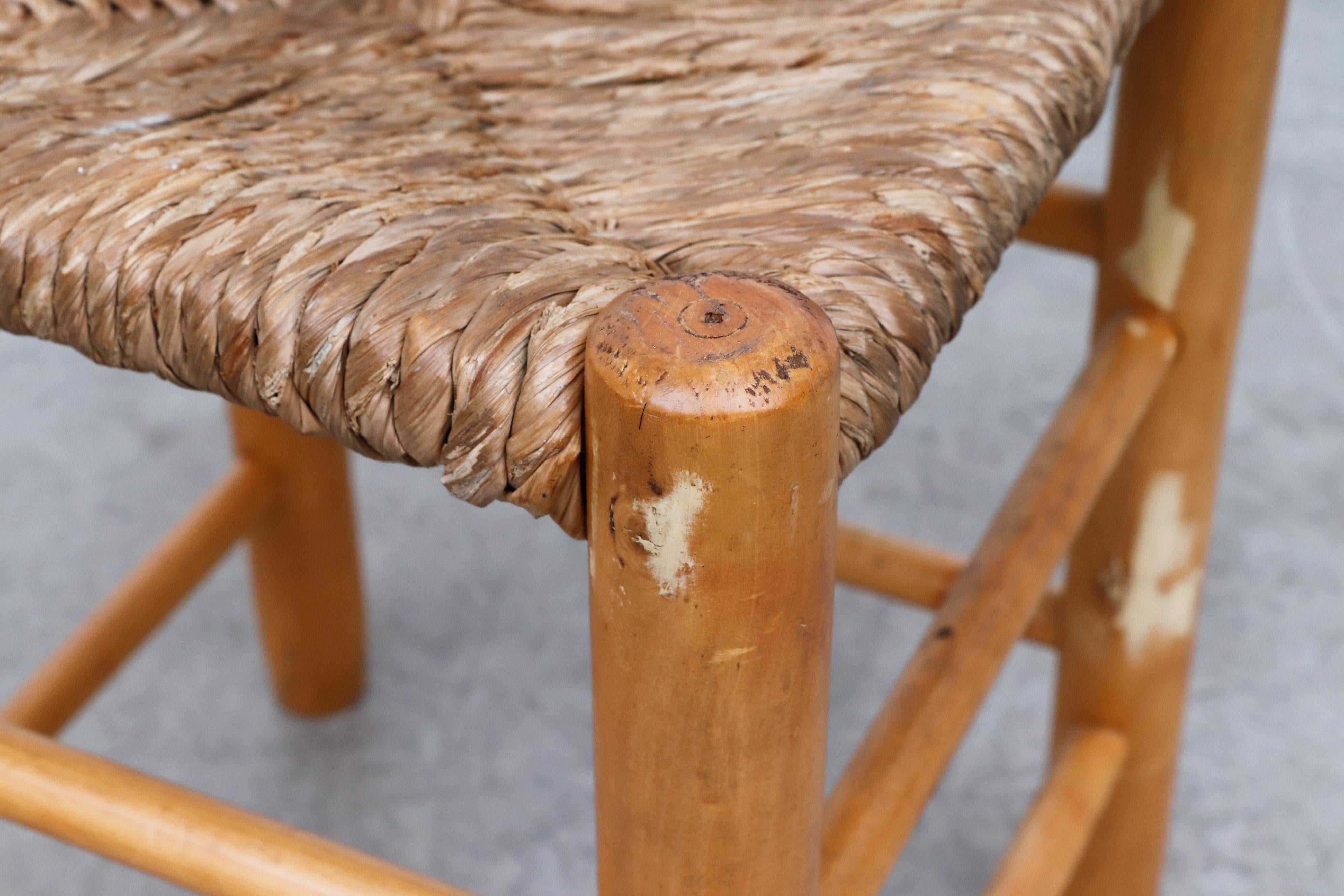 Charlotte Perriand Style Rush and Birch Stool In Good Condition In Los Angeles, CA