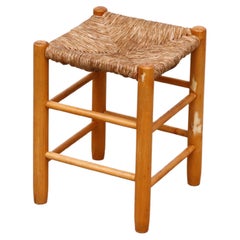 Charlotte Perriand Style Rush and Birch Stool