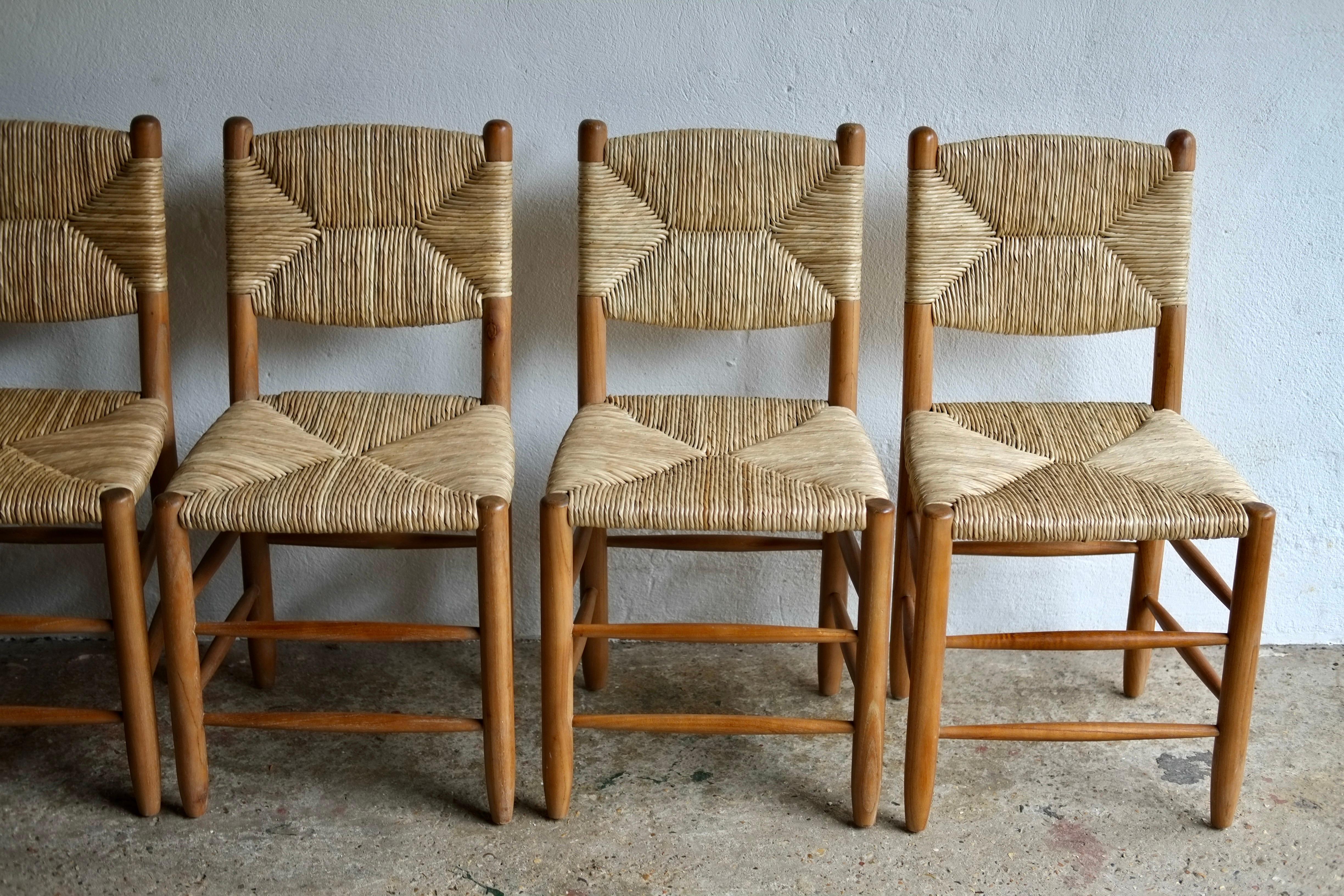 Charlotte Perriand Style Rush Dining Chairs 1
