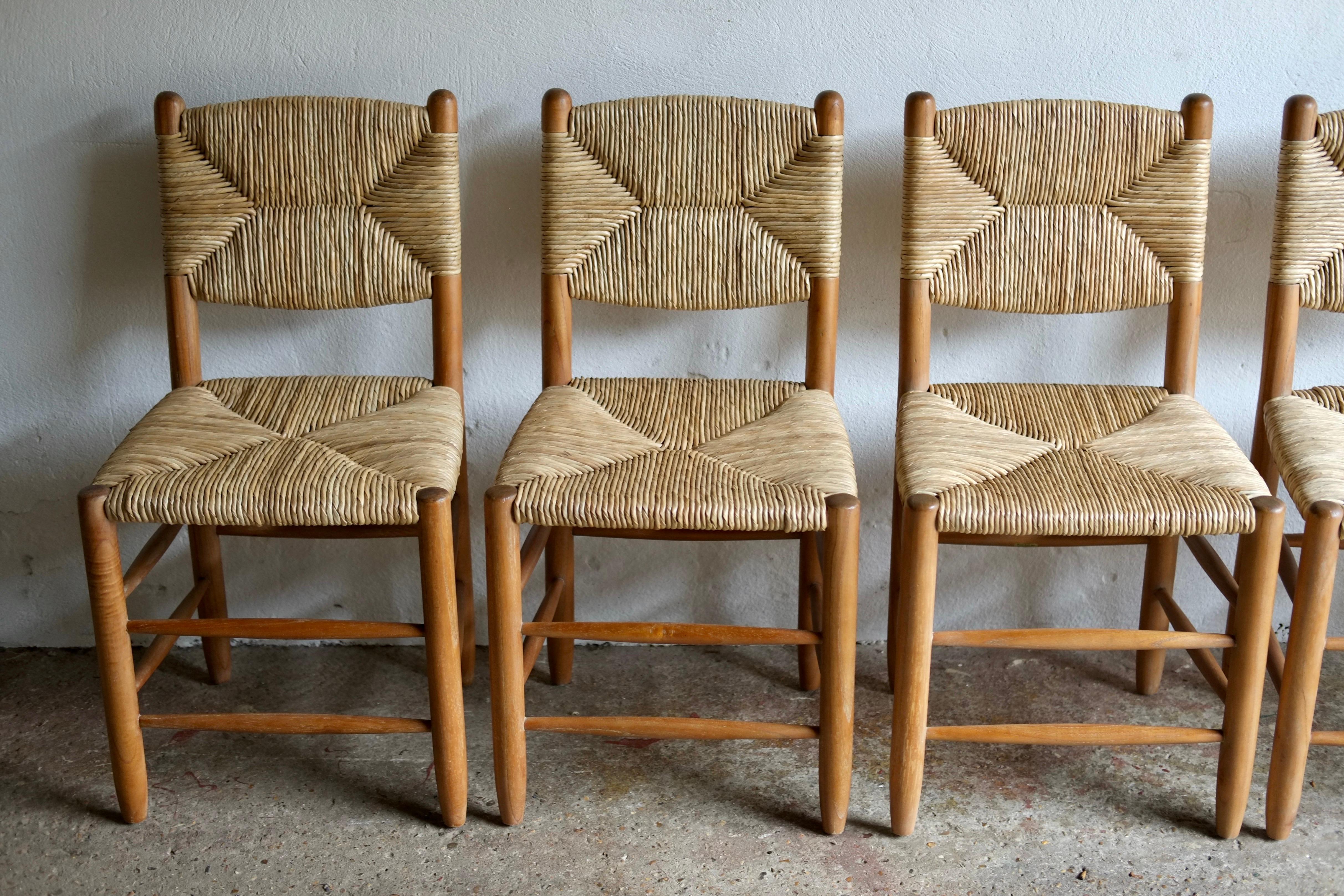 Charlotte Perriand Style Rush Dining Chairs 2