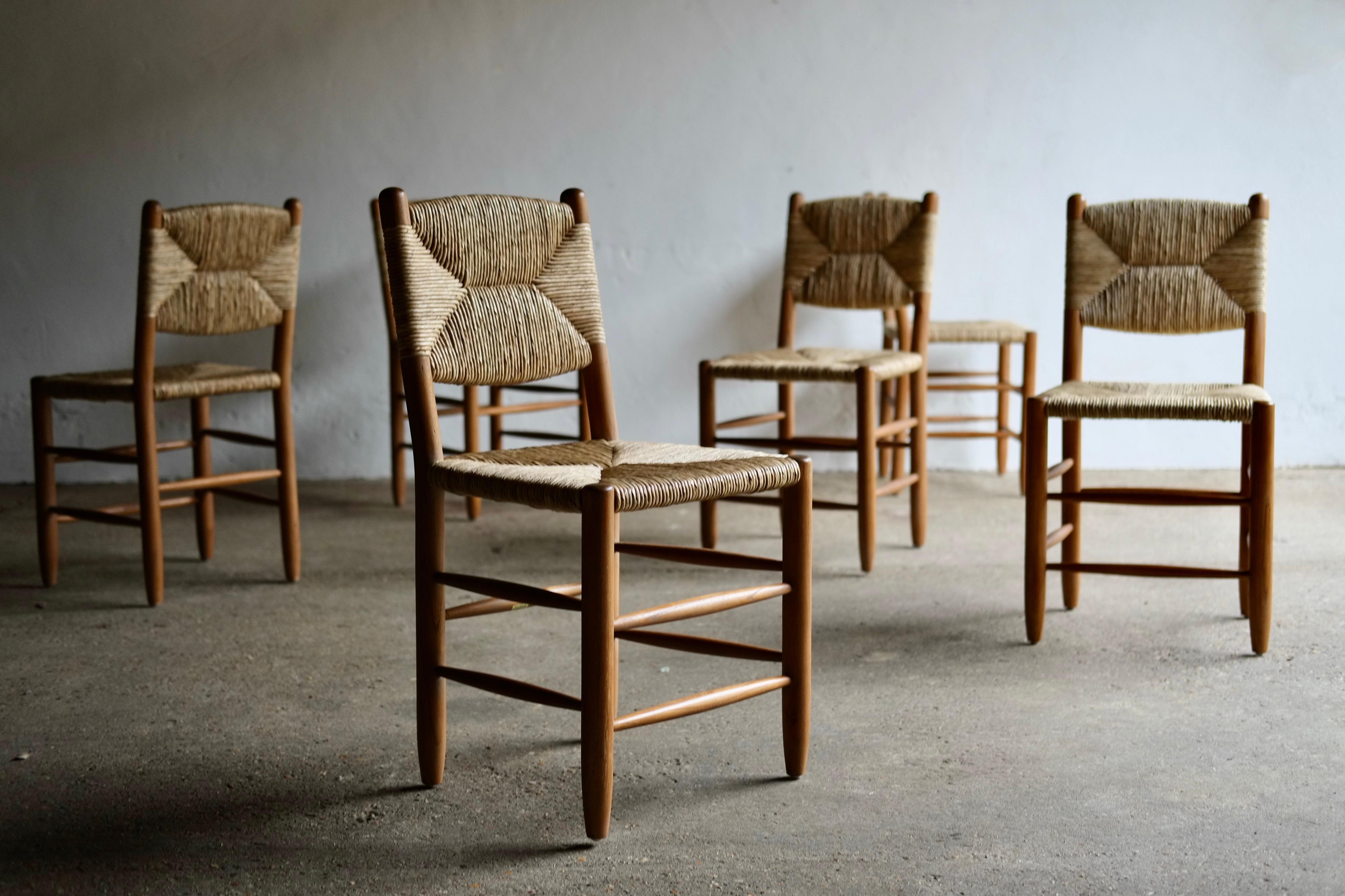 Charlotte Perriand Style Rush Dining Chairs 3