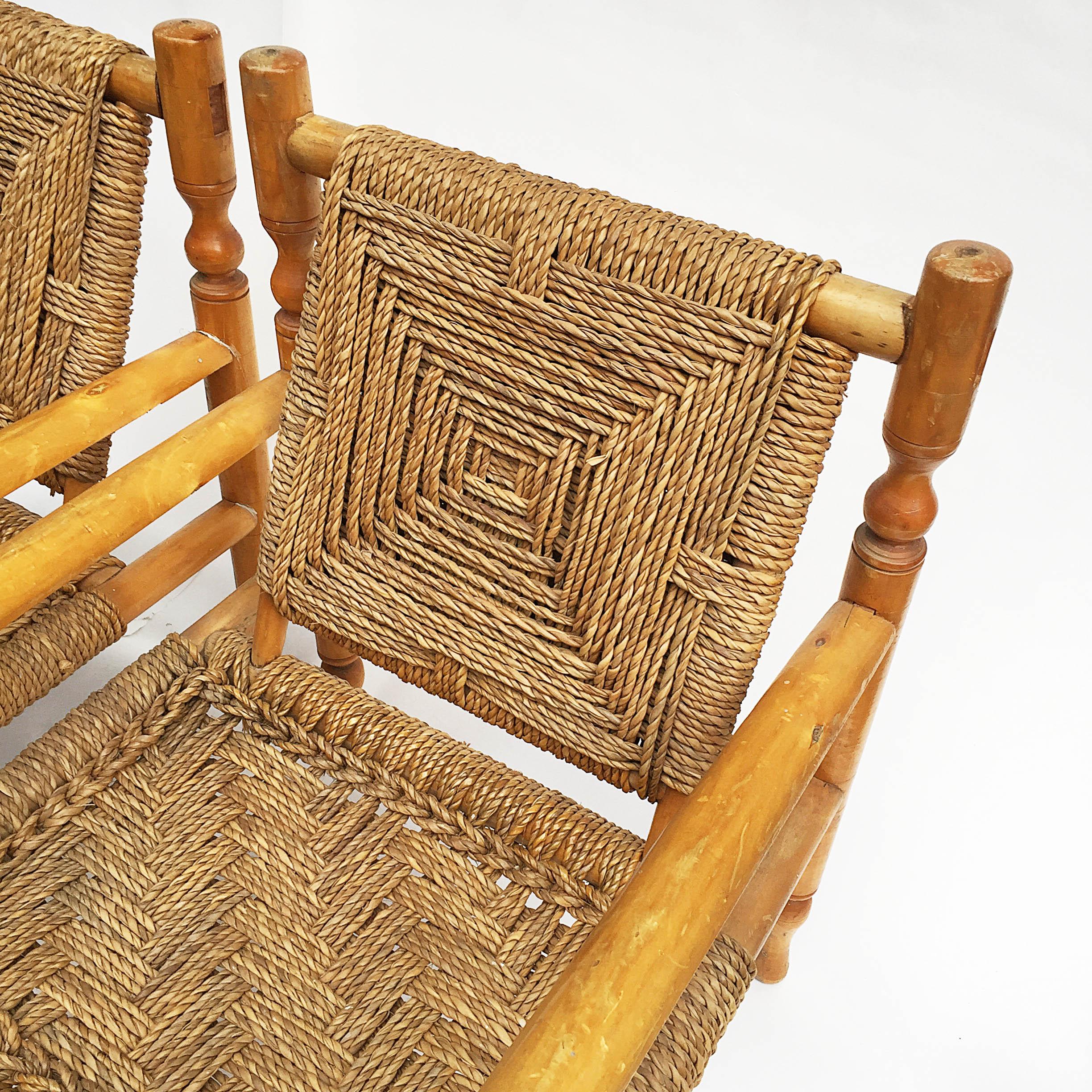 Charlotte Perriand Style Sisal Rope Armchairs 5