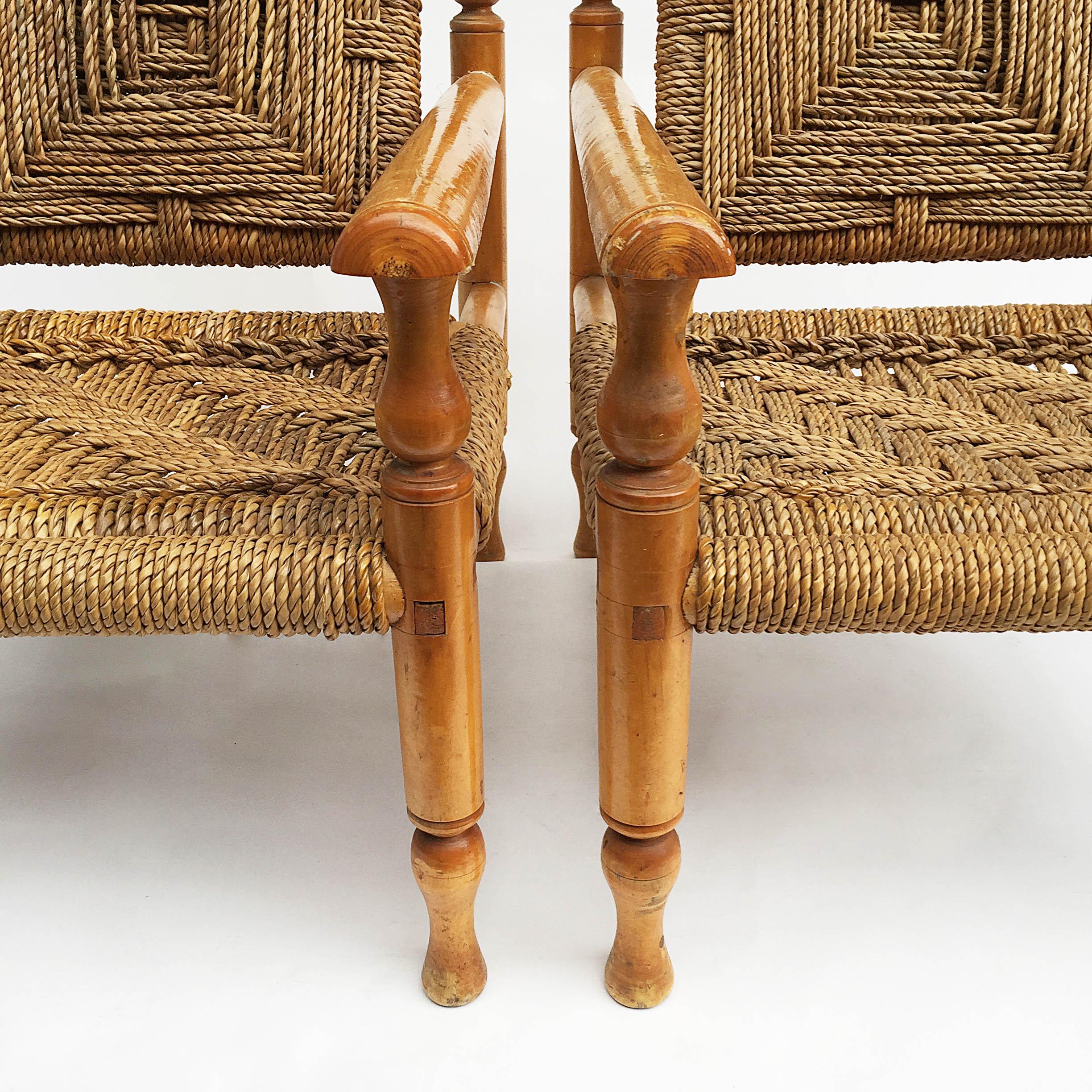 Charlotte Perriand Style Sisal Rope Armchairs 1