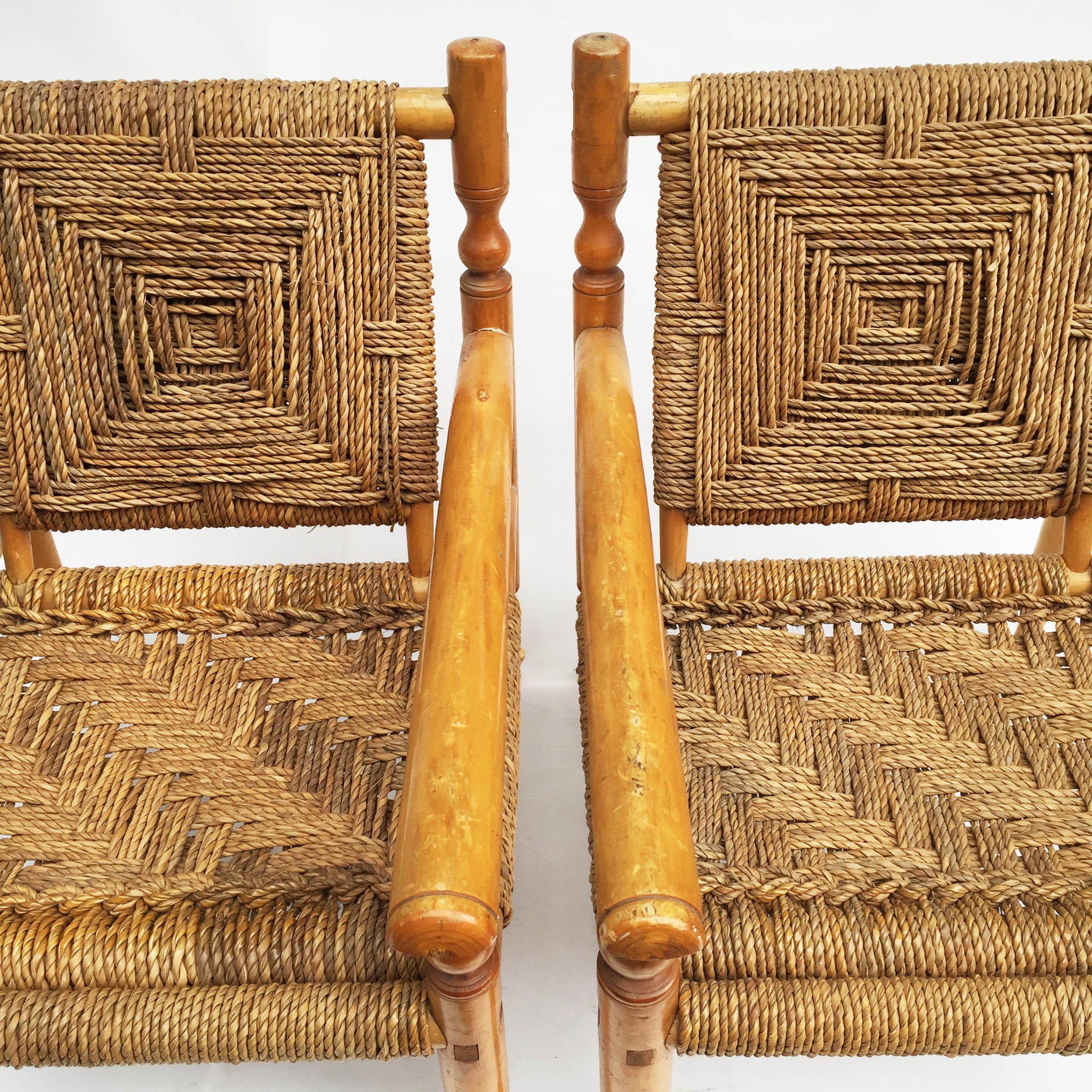Charlotte Perriand Style Sisal Rope Armchairs 2