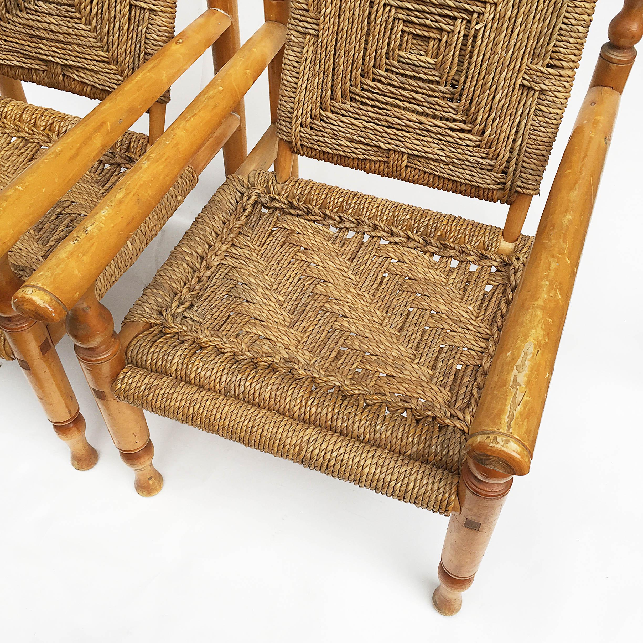 Charlotte Perriand Style Sisal Rope Armchairs 3