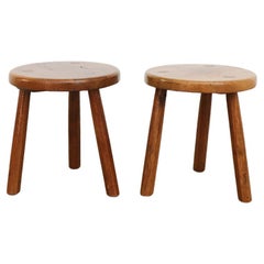 Charlotte Perriand Style Solid Oak Stools