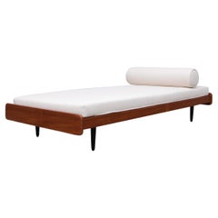 Charlotte Perriand Style Teak Daybed with Tapered Legs