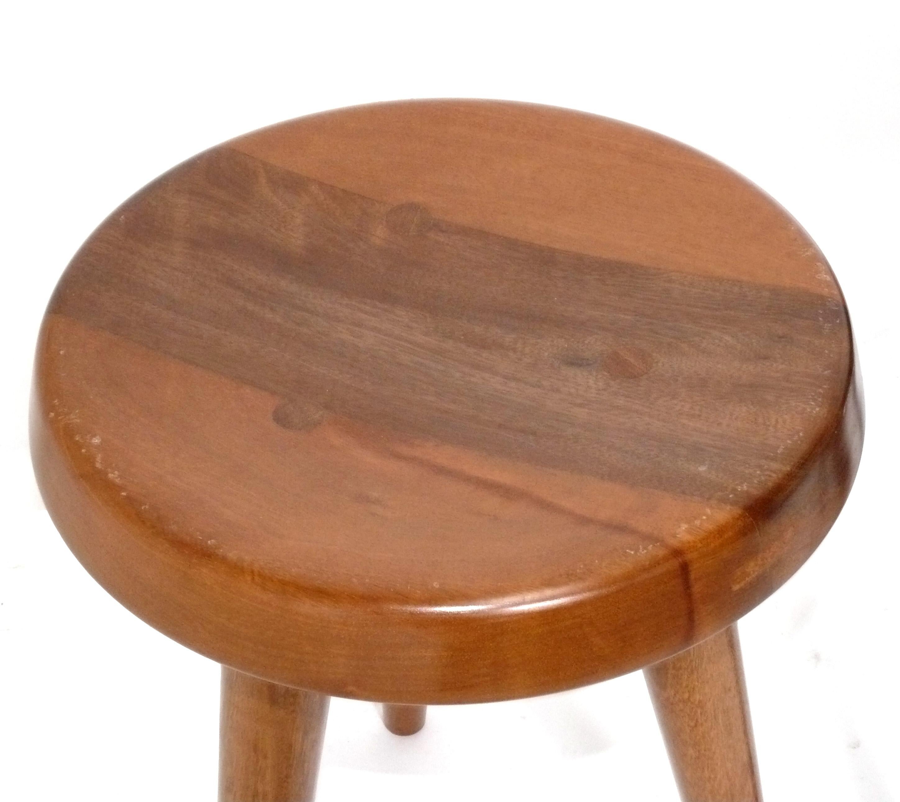 Charlotte Perriand Style Tripod Wood Stools Pair Available In Good Condition For Sale In Atlanta, GA