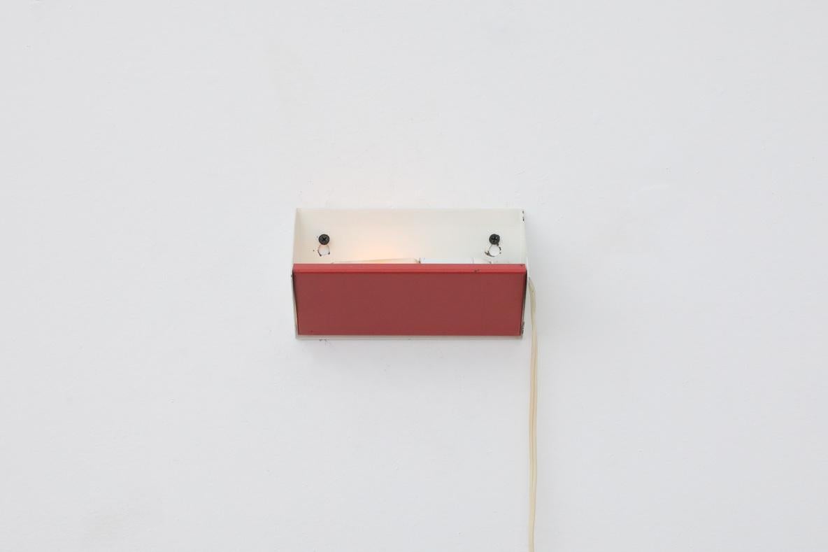 Charlotte Perriand Style Wall Sconce in Red & White for Anvia In Good Condition For Sale In Los Angeles, CA