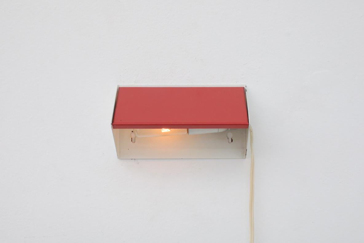 Mid-20th Century Charlotte Perriand Style Wall Sconce in Red & White for Anvia For Sale