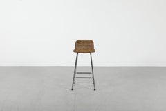 Tabouret de bar en osier de style Charlotte Perriand, par Rohe Noordwolde