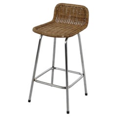 Tabouret de bar en osier de style Charlotte Perriand, par Rohe Noordwolde