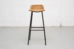 Charlotte Perriand Style Wicker Bar Stools