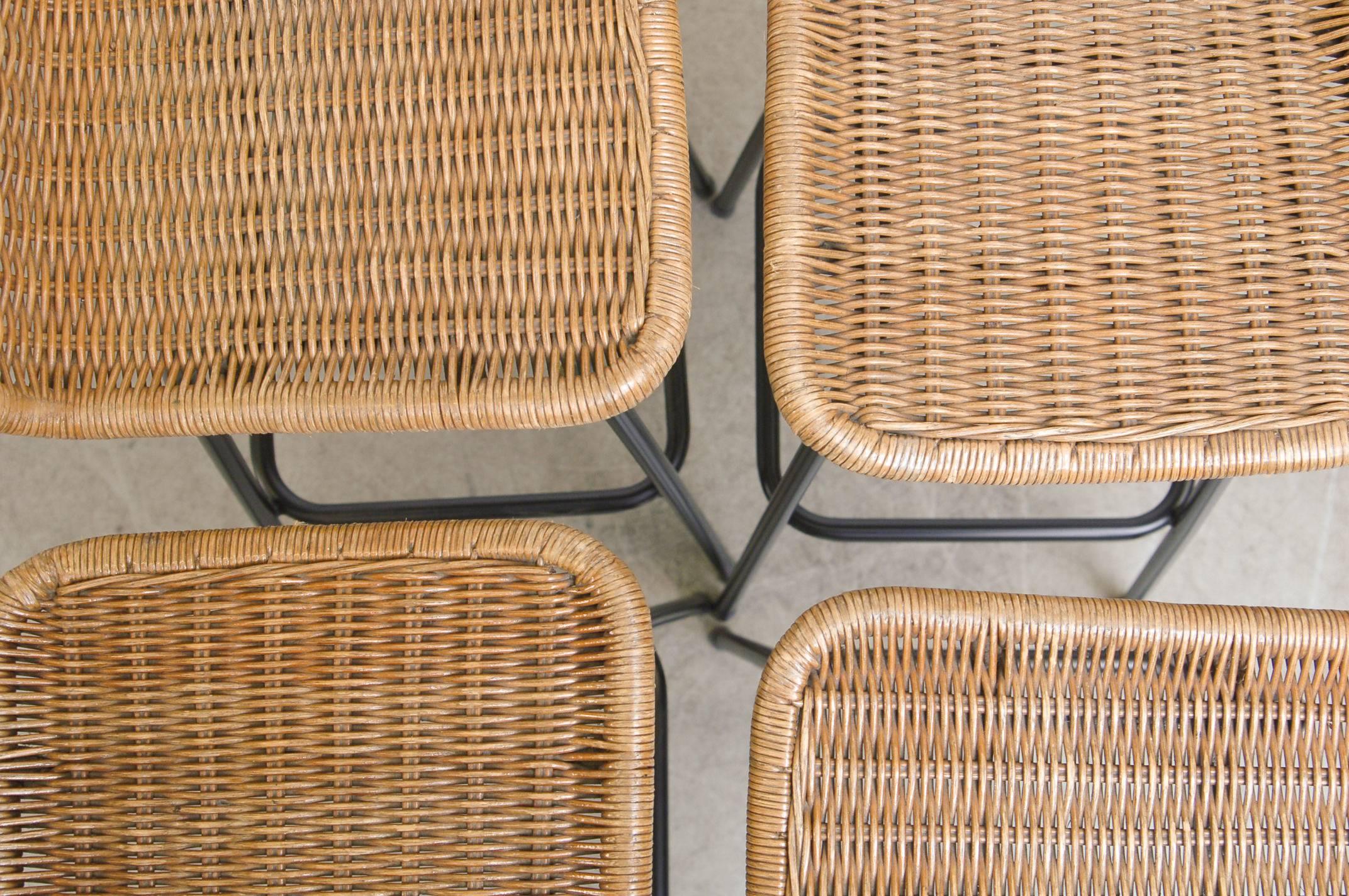 Charlotte Perriand Style Wicker Bar Stools 1