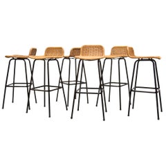 Charlotte Perriand Style Wicker Bar Stools