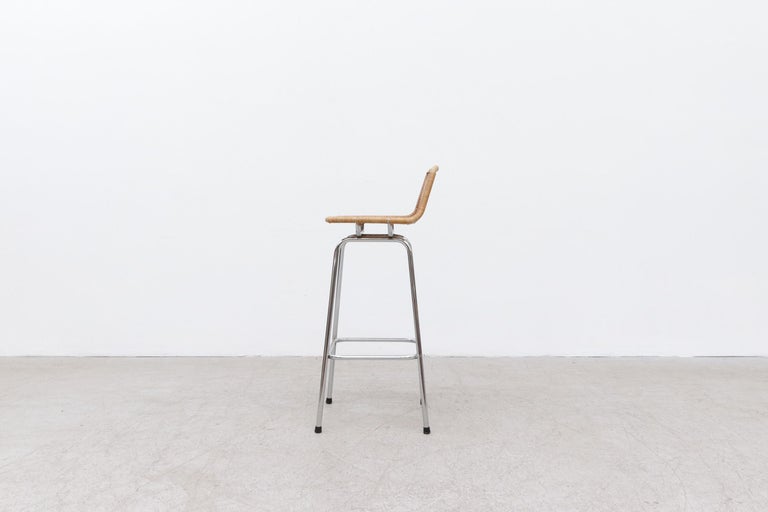 Charlotte Perriand Style Wicker Bar Stools with Angeled Back For Sale ...