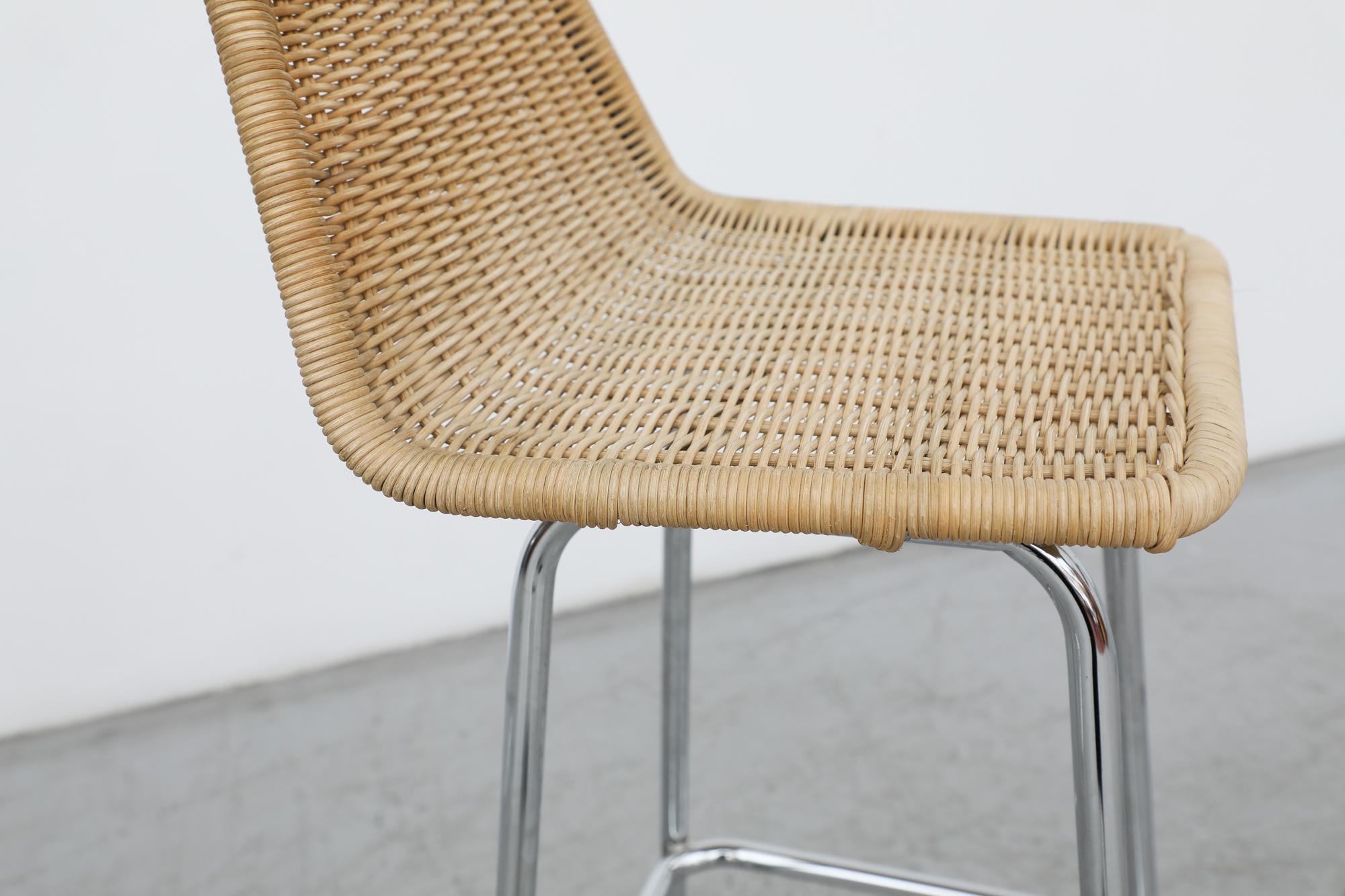 Charlotte Perriand Style Wicker Extra Tall Bar Stools With Angled Back 3