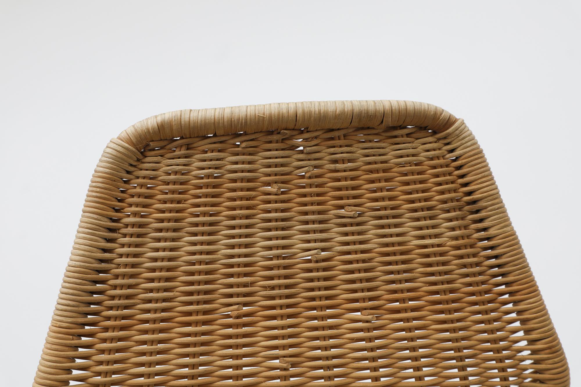 Charlotte Perriand Style Wicker Bar Stools With Angled Back 9