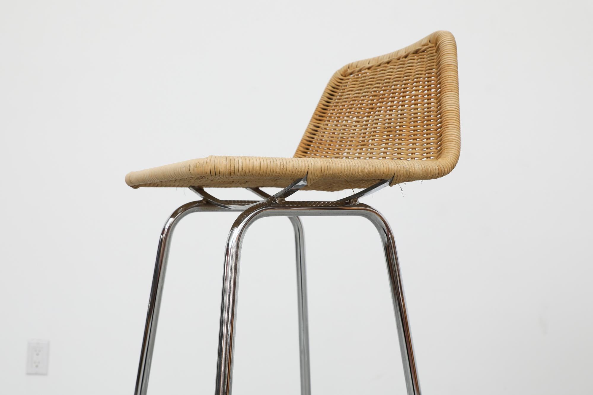 Charlotte Perriand Style Wicker Bar Stools With Angled Back 1