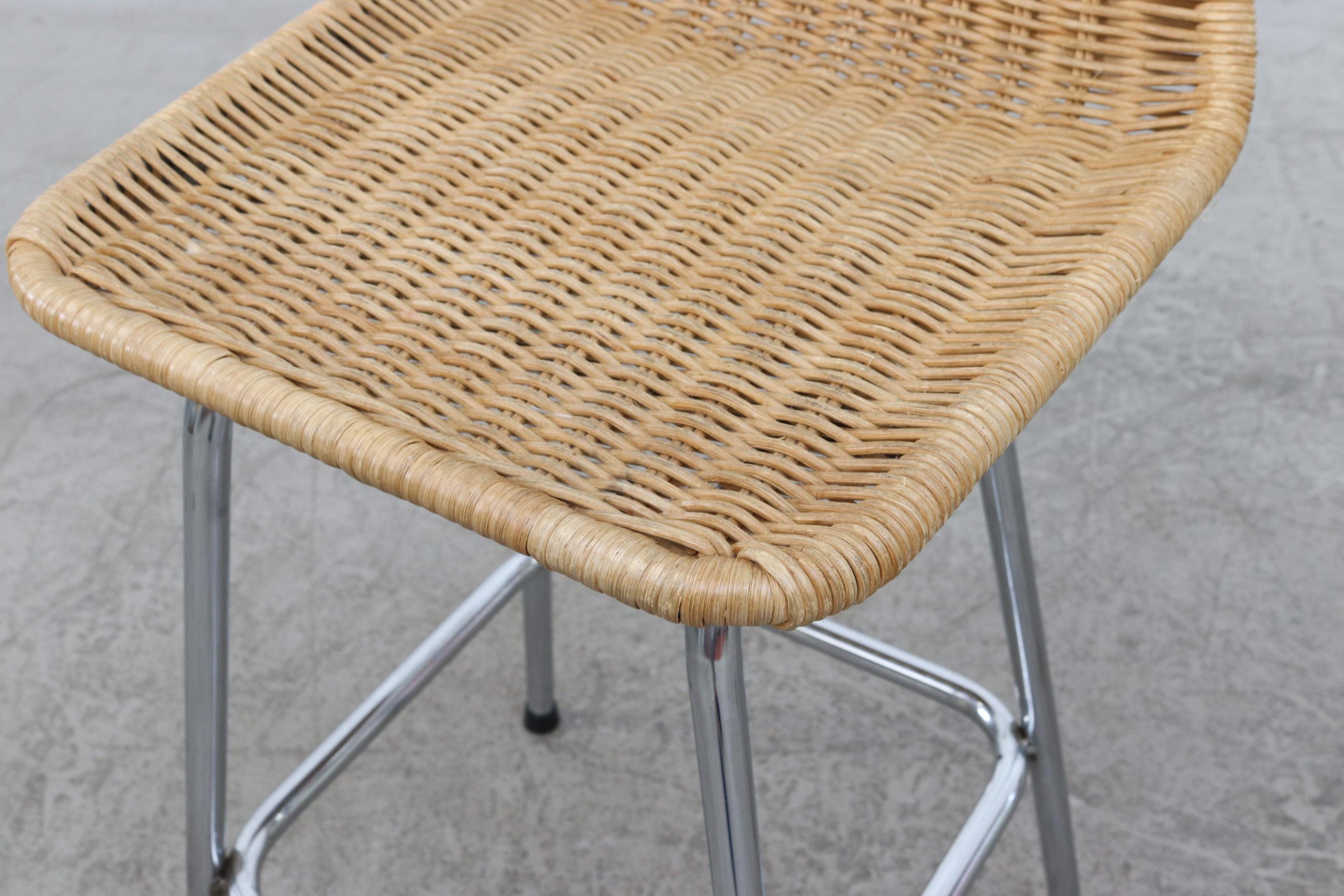 Charlotte Perriand Style Wicker Counter Stools 2