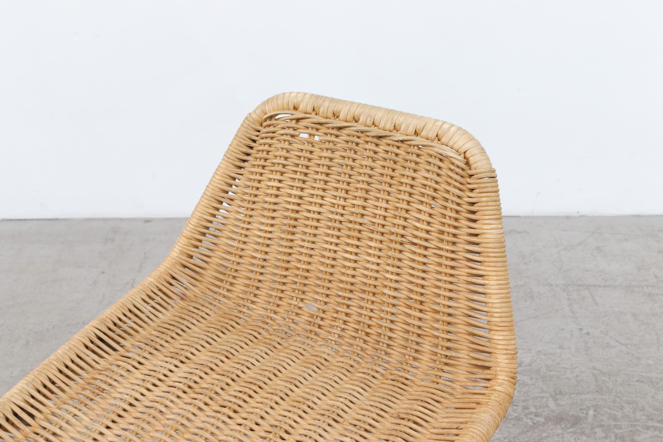 Rattan Charlotte Perriand Style Wicker Counter Stools