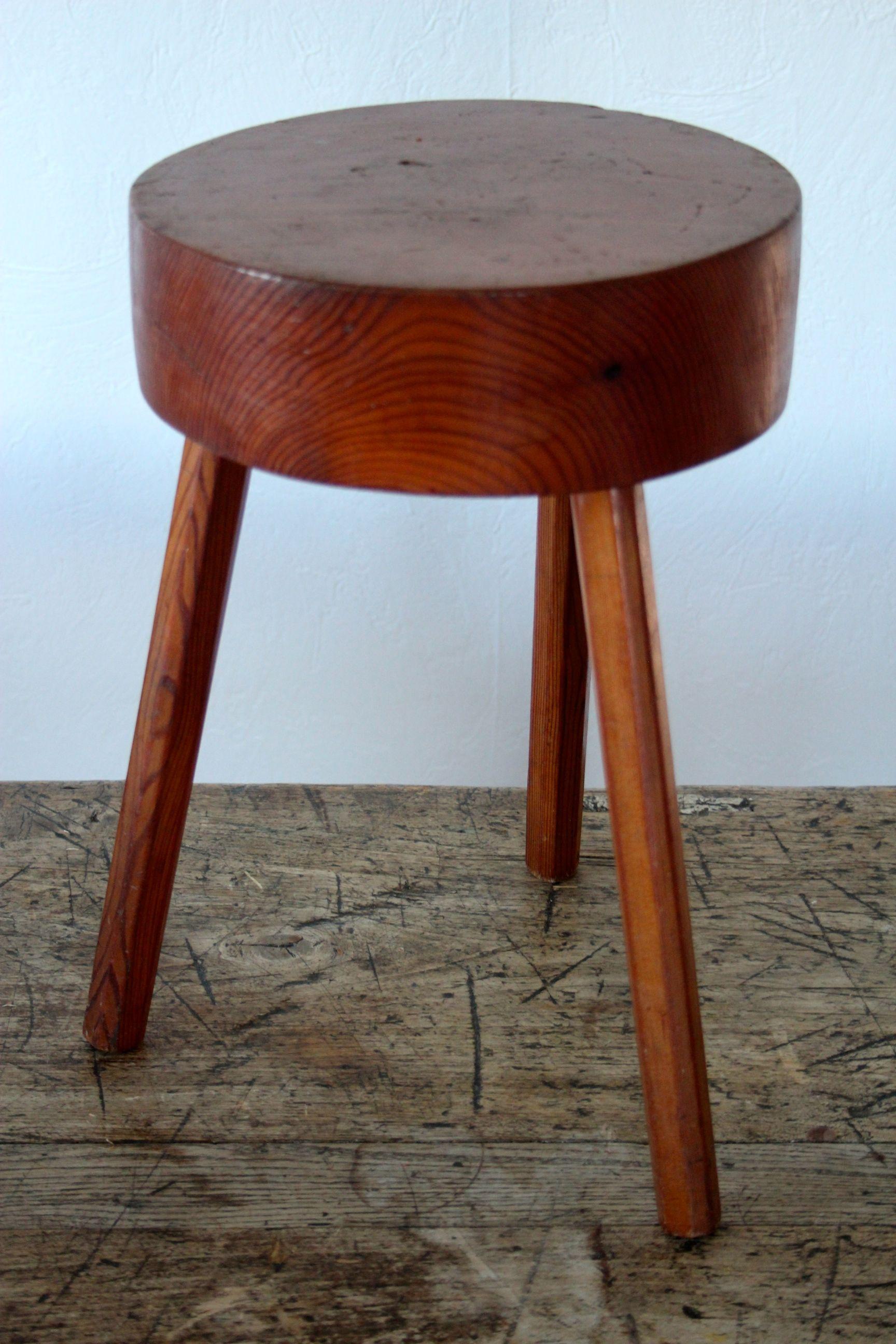 Charlotte Perriand style wood stool.