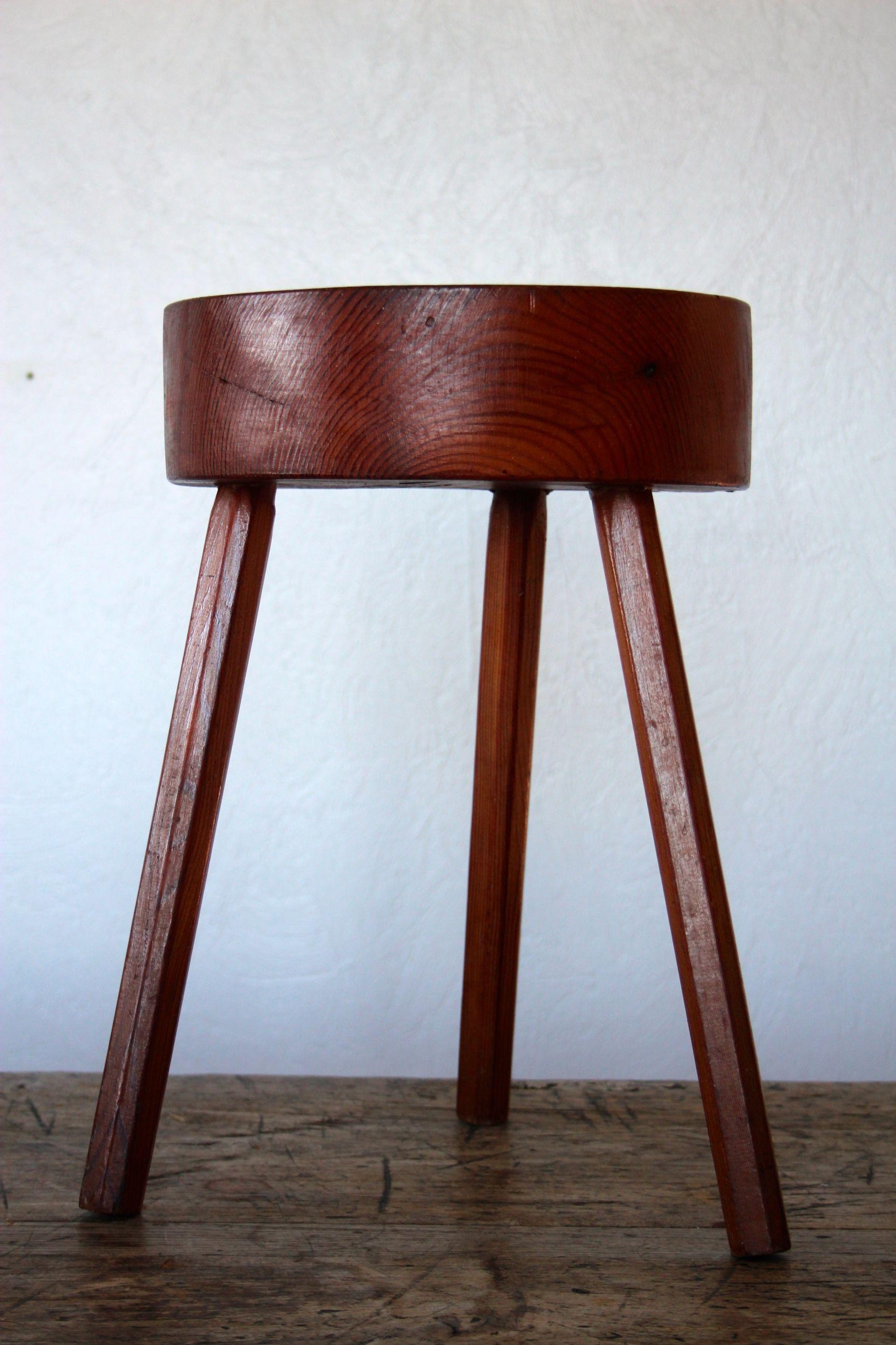 Mid-20th Century Charlotte Perriand Style Wood Stool