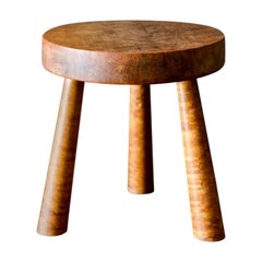 Retro Charlotte Perriand Style Wooden Stool, circa 1950