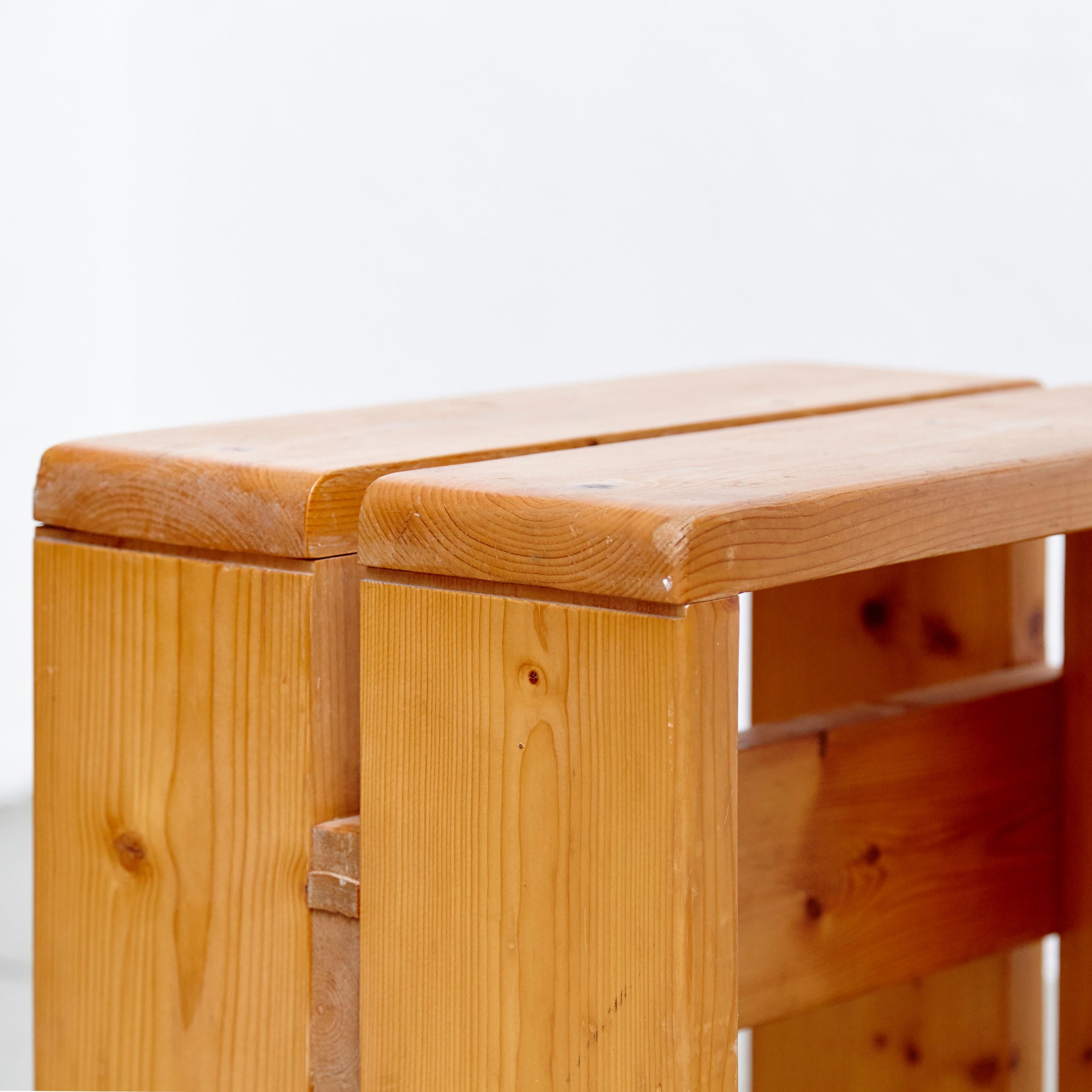 Wood Charlotte Perriand Table and Stools for Les Arcs