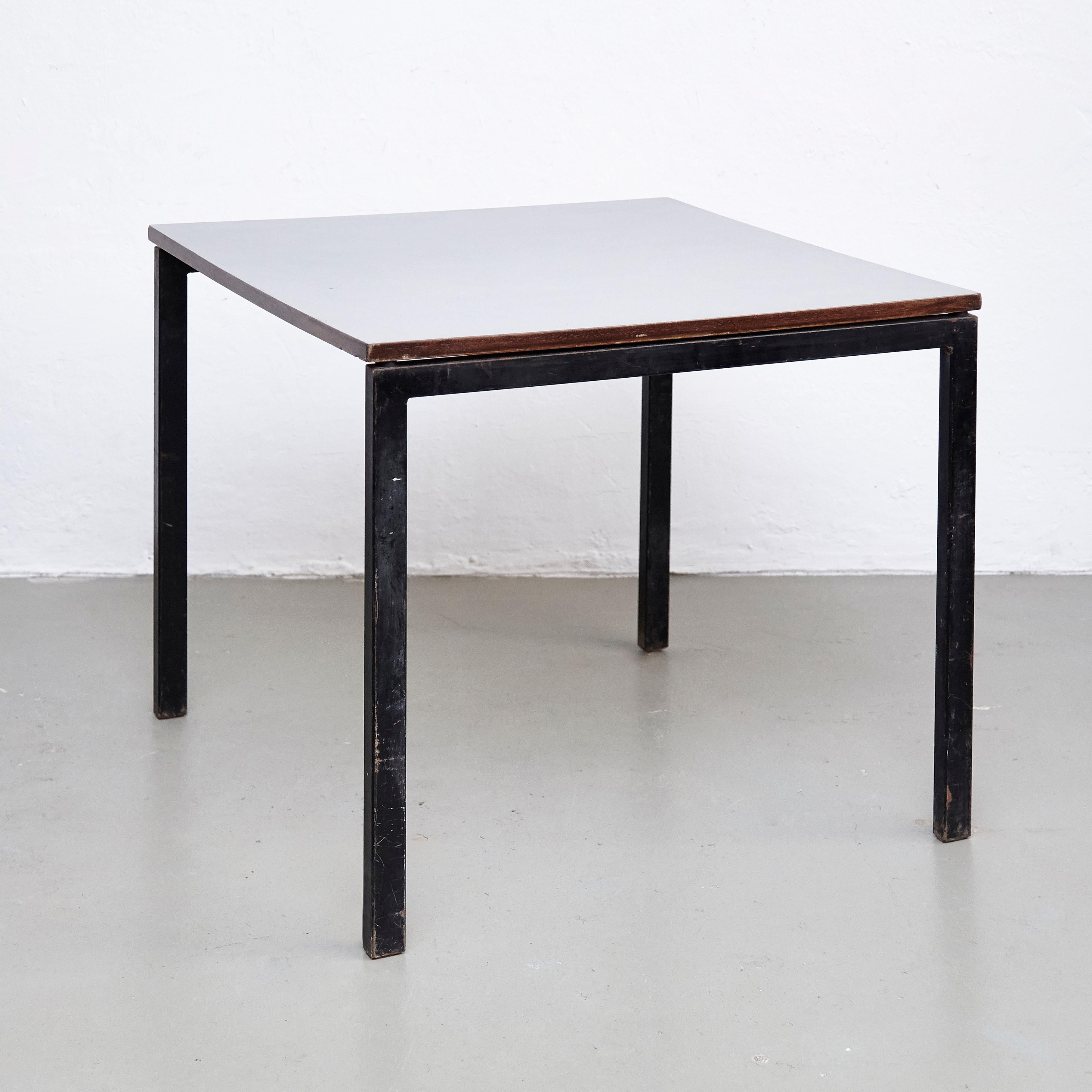 Mid-20th Century Charlotte Perriand, Mid Century Modern, Wood Formica and Metal Table, circa 1950
