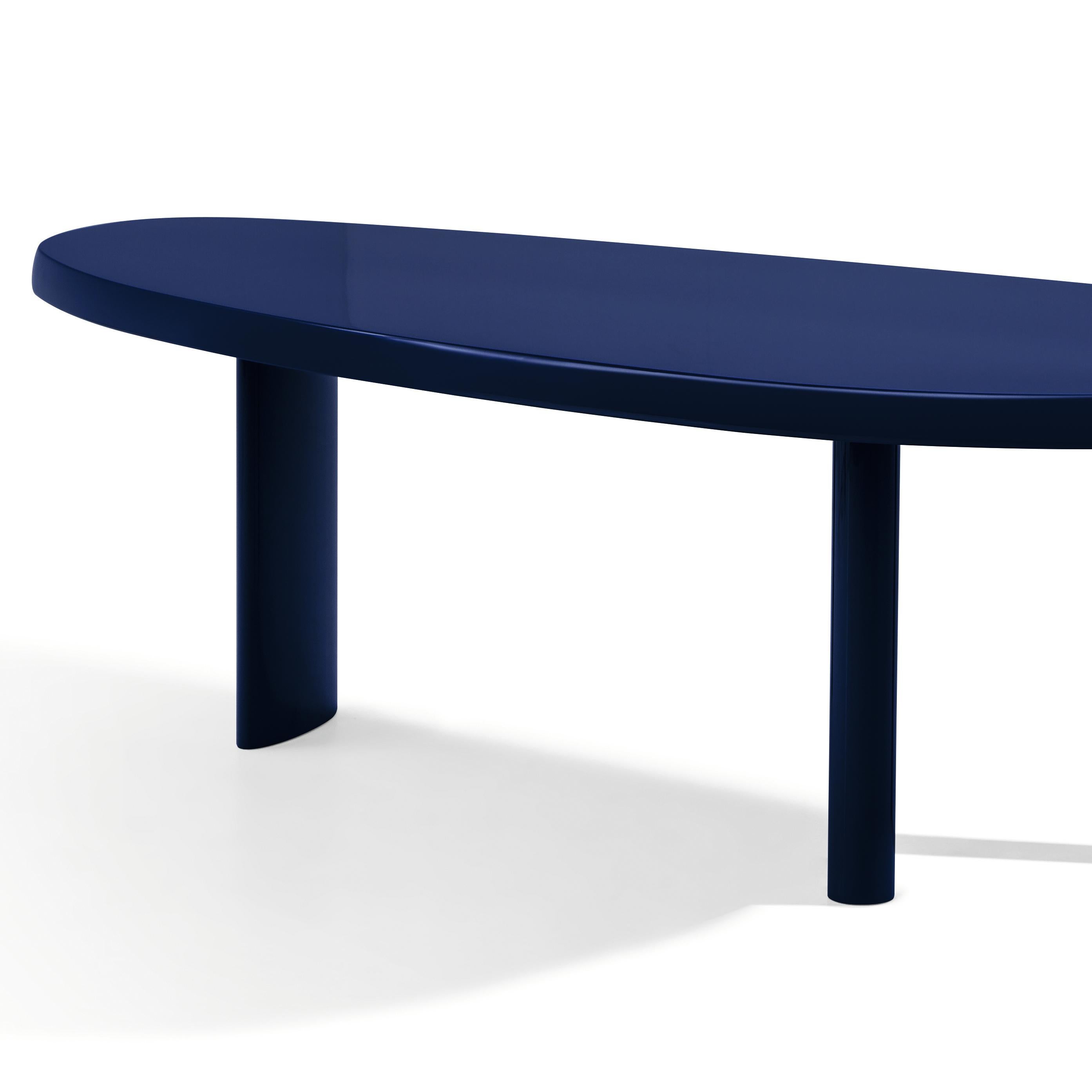 Italian Charlotte Perriand Table En Forme Libre, Night Blue Lacquered Wood by Cassina