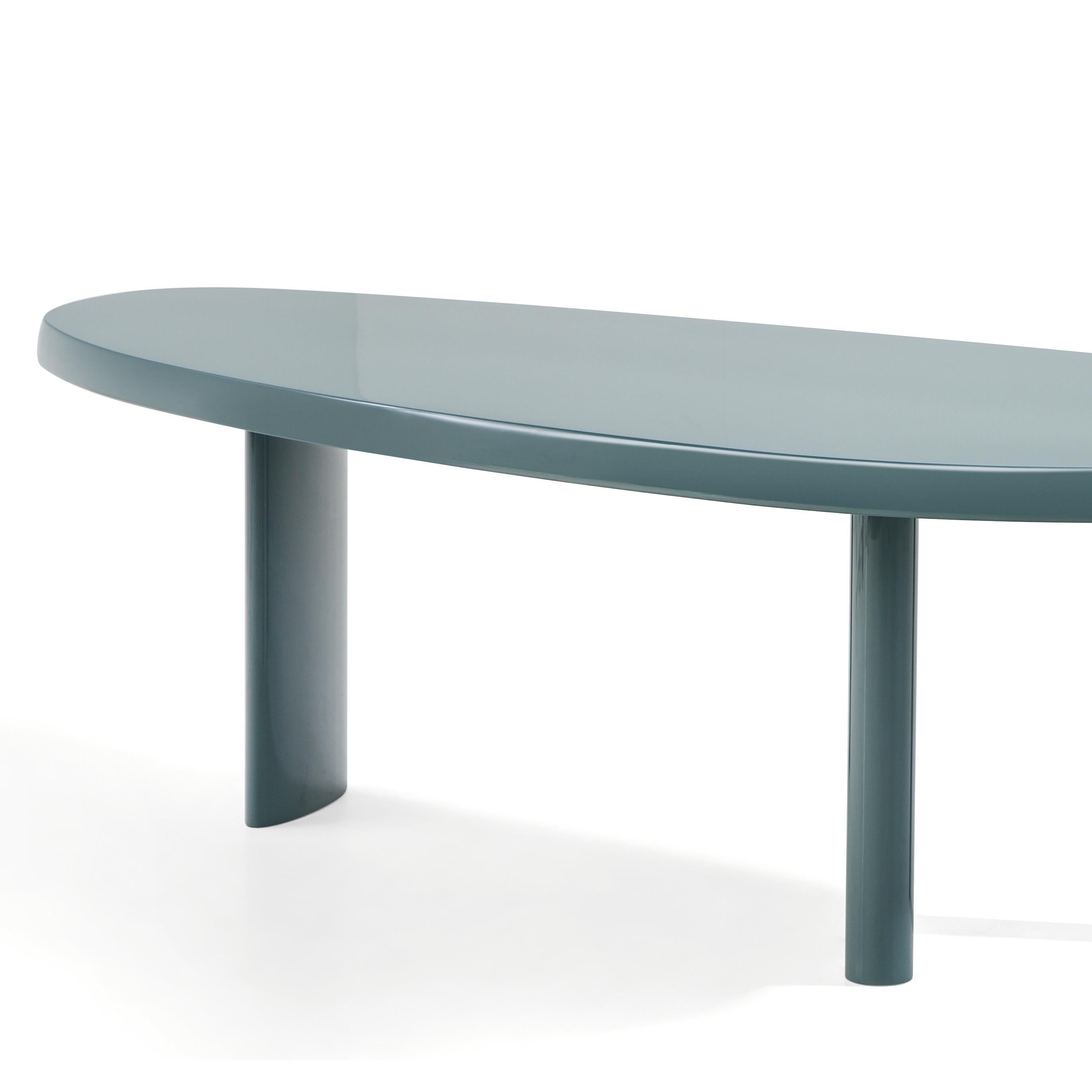 Italian Charlotte Perriand Table En Forme Libre, Sage Green Lacquered Wood by Cassina For Sale