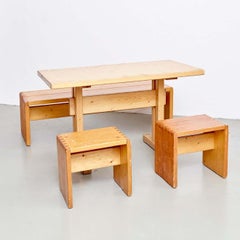 Charlotte Perriand Table, Stools and Bench for Les Arcs