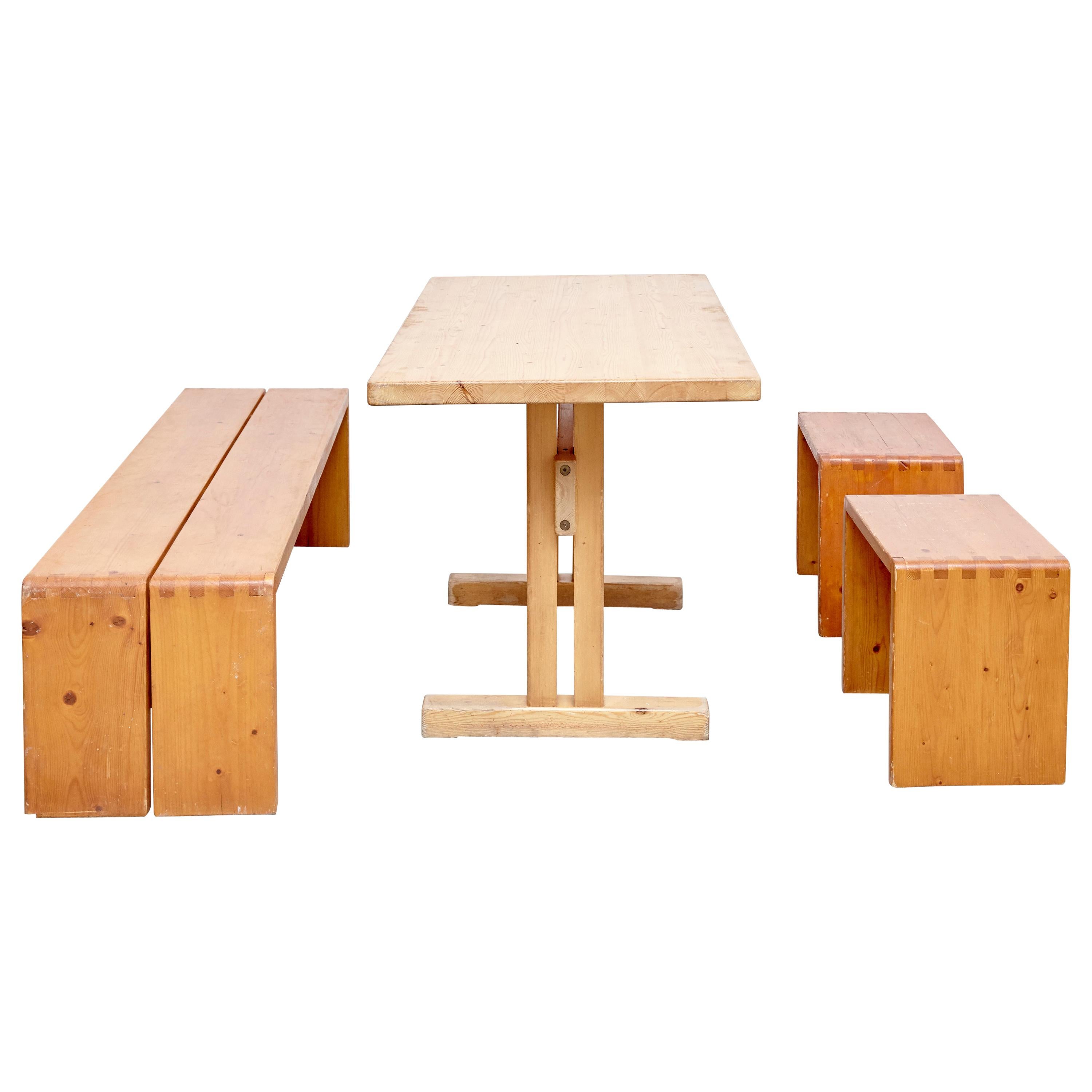 Charlotte Perriand Table, Stools and Bench for Les Arcs