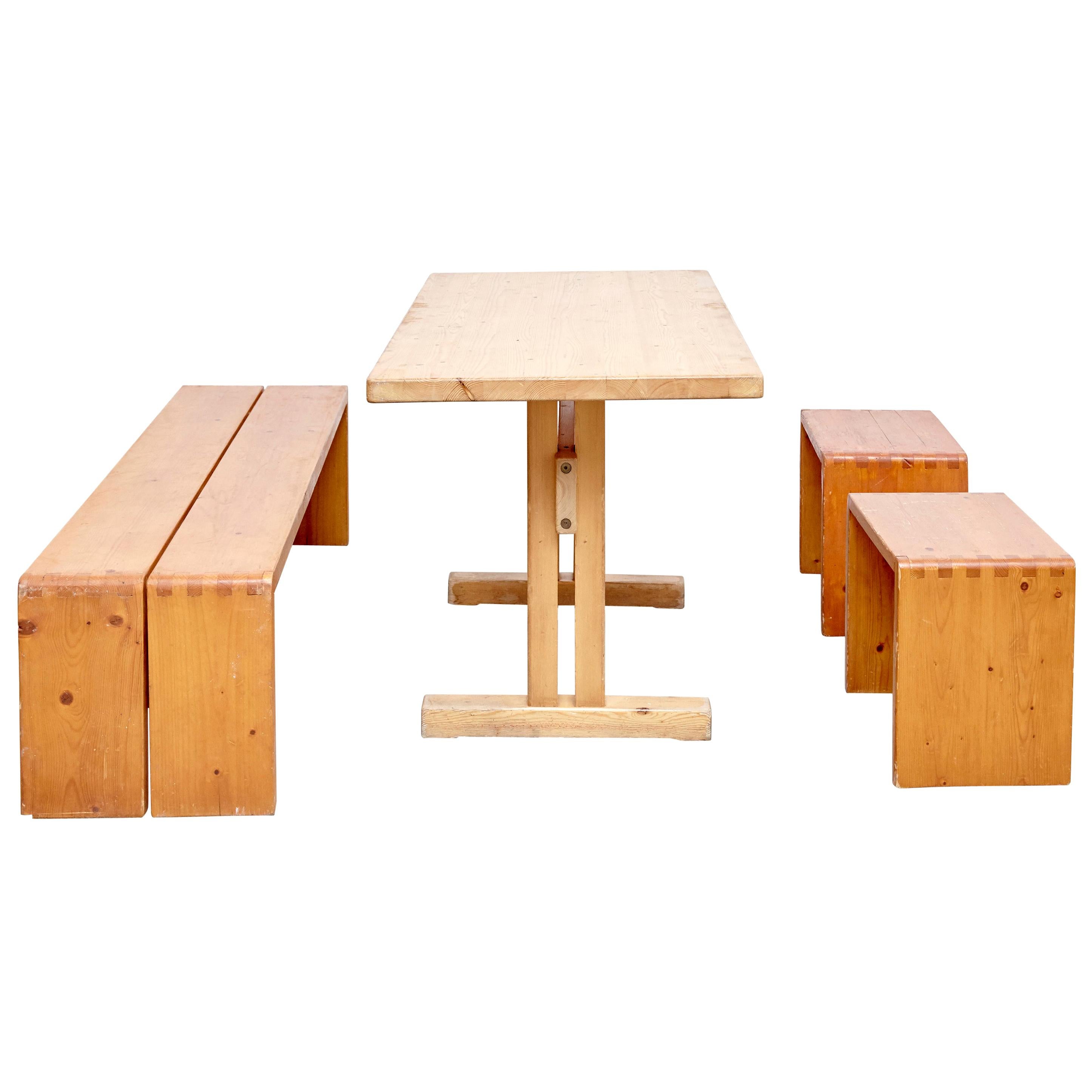 Charlotte Perriand Table, Stools and Bench for Les Arcs