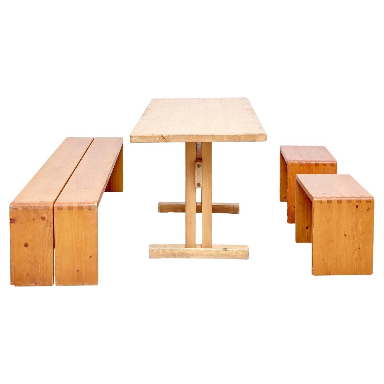 Charlotte Perriand Table, Stools and Bench for Les Arcs