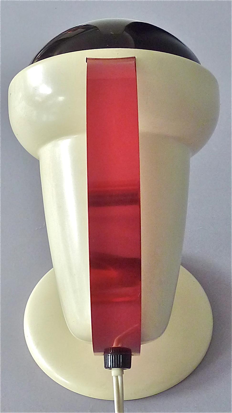 Charlotte Perriand Table Wall Lamps for Philips Set of Three Red Spaceage Lights For Sale 6