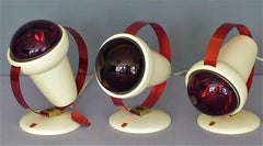 Charlotte Perriand Table Wall Lamps for Philips Set of Three Red Spaceage Lights