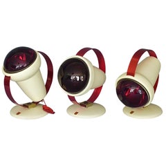 Charlotte Perriand Table Wall Lamps for Philips Set of Three Red Spaceage Lights