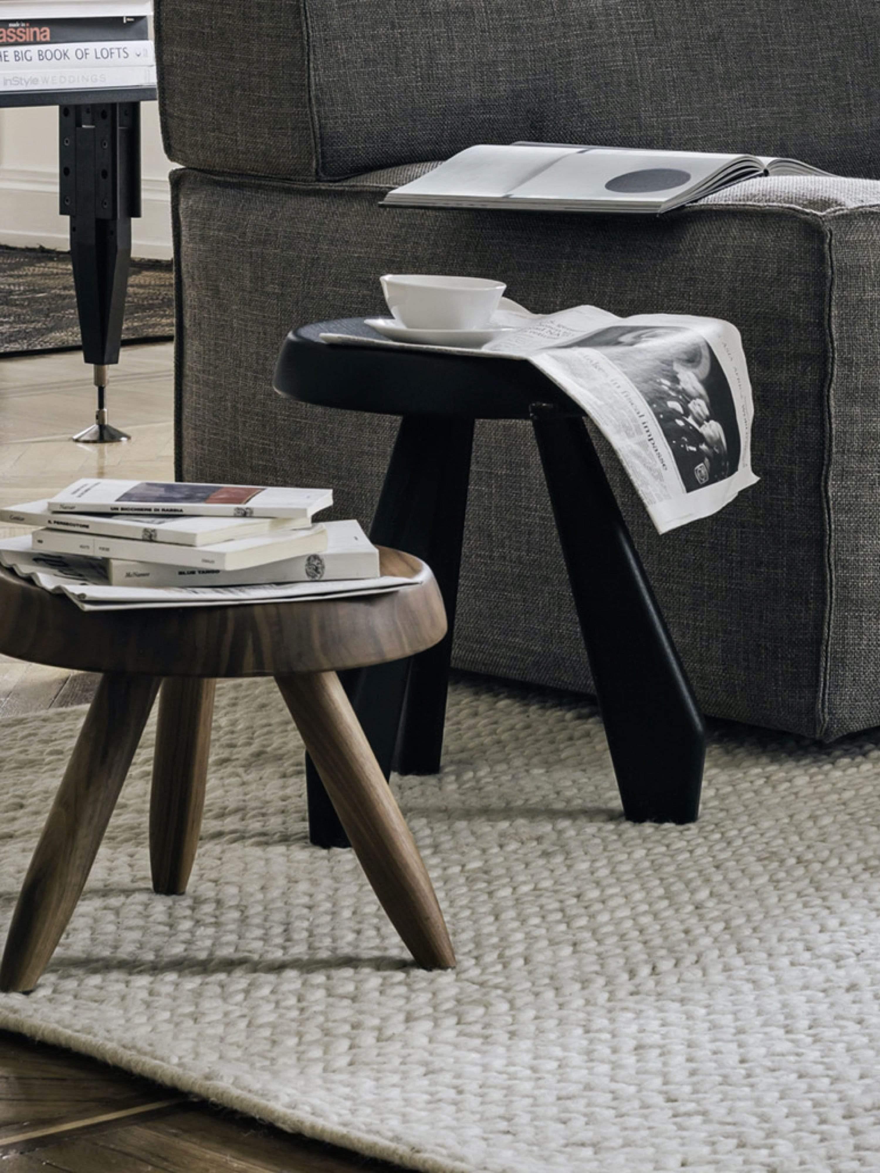 Charlotte Perriand Tabouret Meribel Stool in Black Oak by Cassina In New Condition For Sale In Sag Harbor, NY