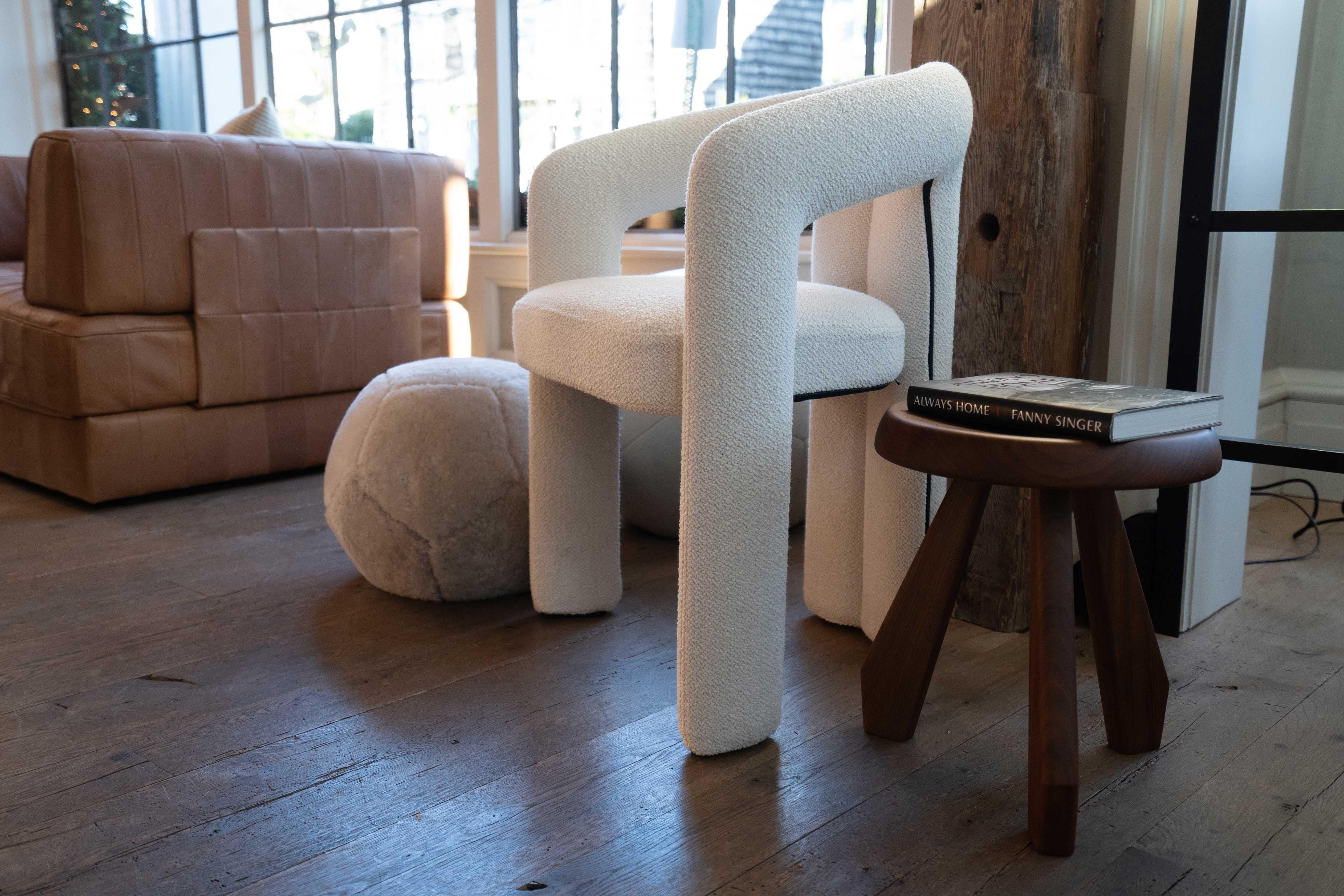 Charlotte Perriand Tabouret Meribel Stool in Walnut In New Condition For Sale In Sag Harbor, NY