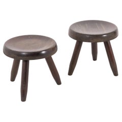 Charlotte Perriand Two Berger Stools in Wood 1950s
