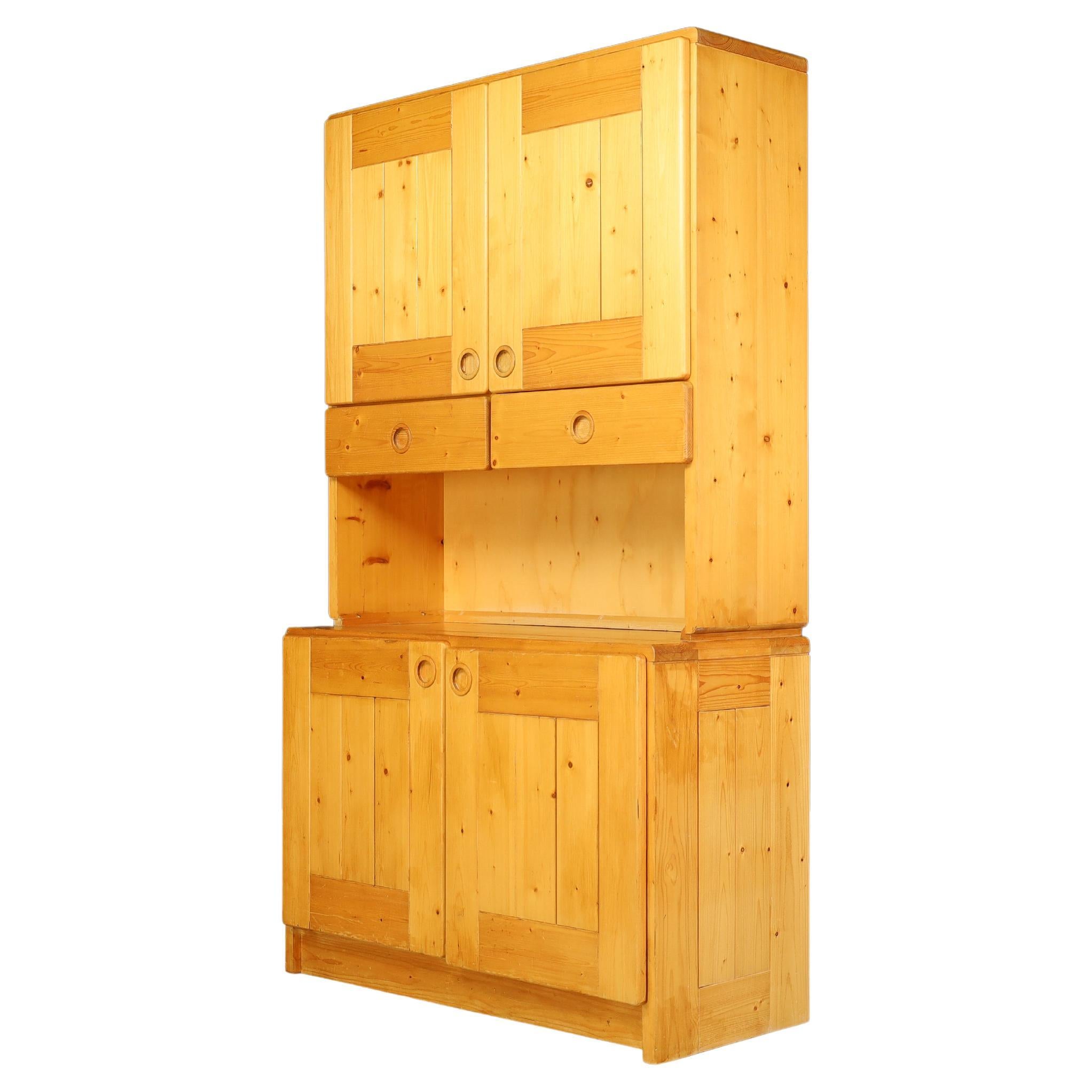Charlotte Perriand Two-Part Pine Cabinet for Les Arcs, France, 1970s For Sale
