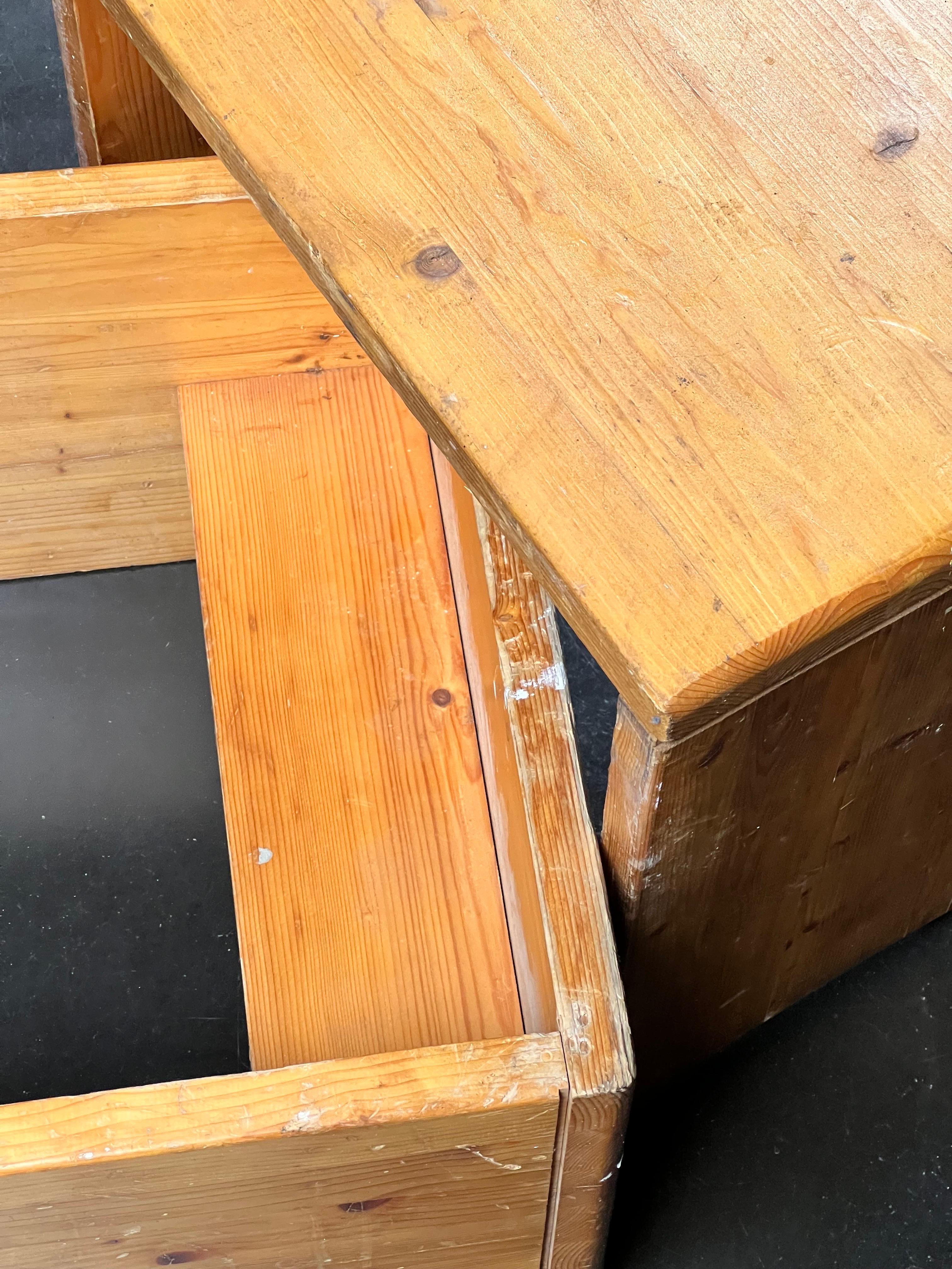 French Charlotte Perriand two Stools in Pine for “Les Arcs”, France, 1967 For Sale