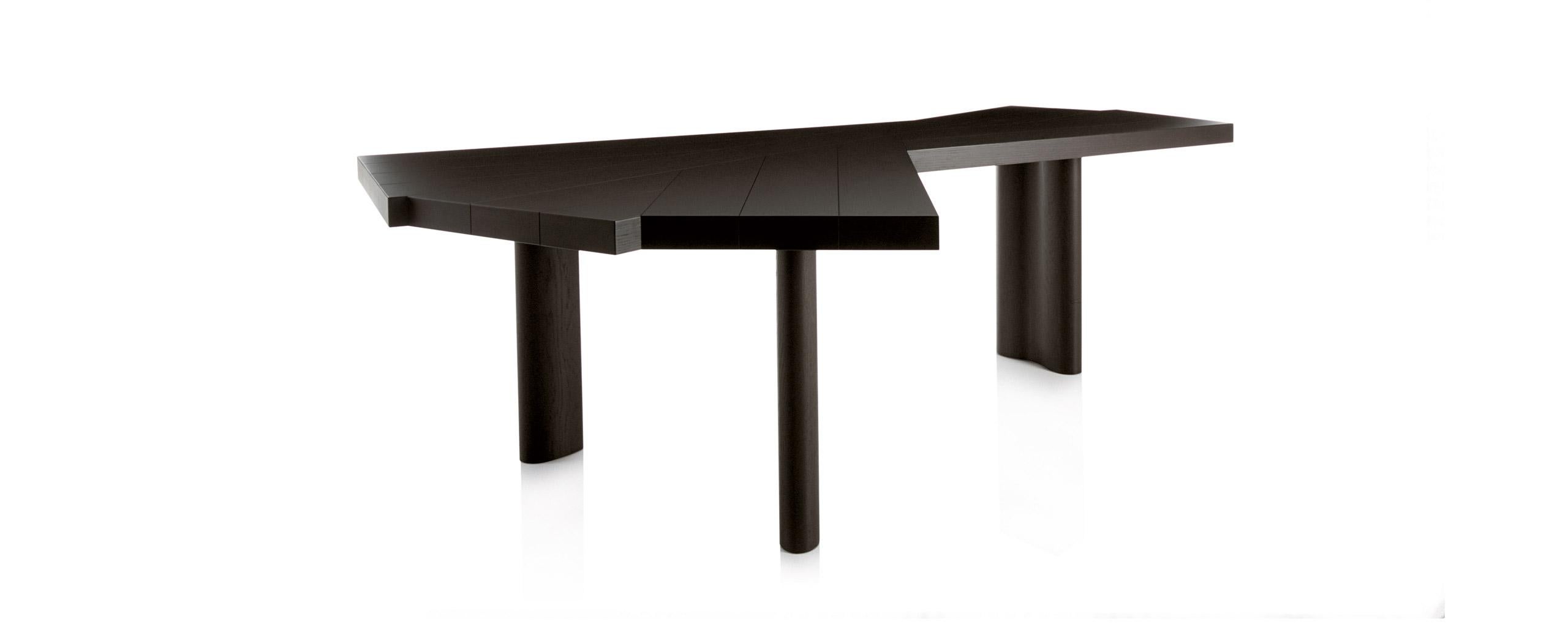 Mid-Century Modern Charlotte Perriand Ventaglio Wood Stained Black Table by Cassina