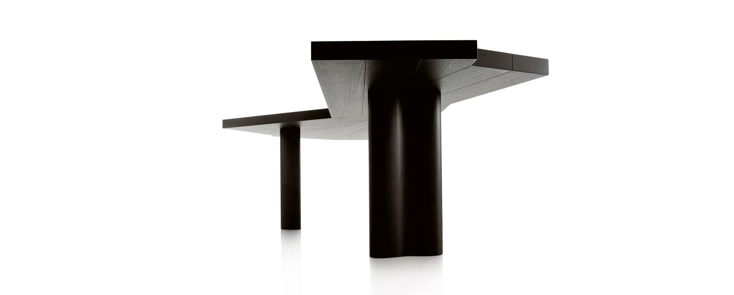 Italian Charlotte Perriand Ventaglio Wood Stained Black Table by Cassina